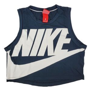 NIKE Shirt Womens Small Black BIG SWOOSH Spell Out Activewear Tank Top Athletic